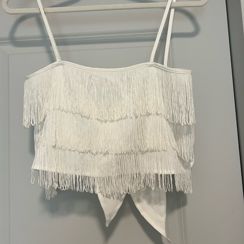 Altar’d State white fringe top small